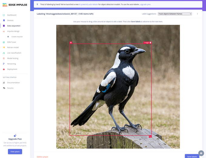 Image labelling med Edge Impulse